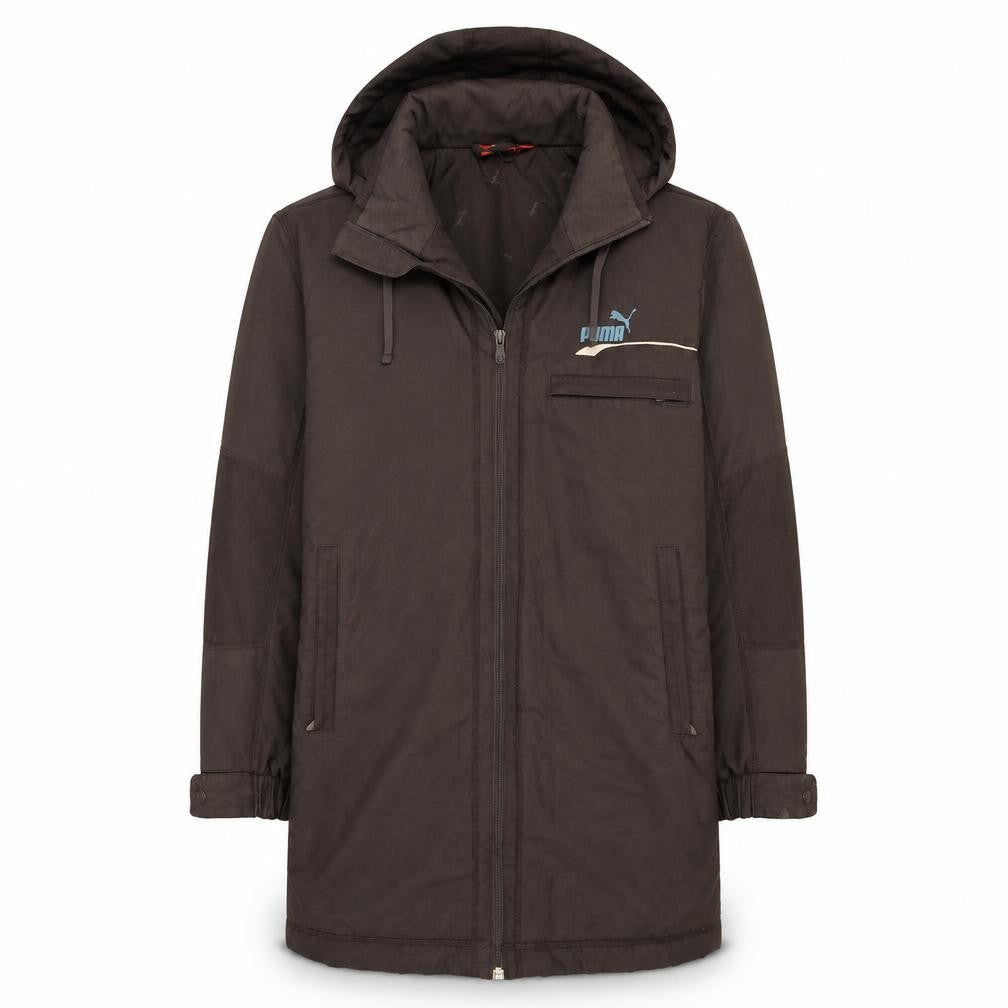 Puma Men's Brown Hooded Parka Jacket Size S Water Resistant