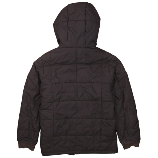 Adidas Boys Black Hooded Puffer Jacket 11-12 Years Quilted Winter Coat