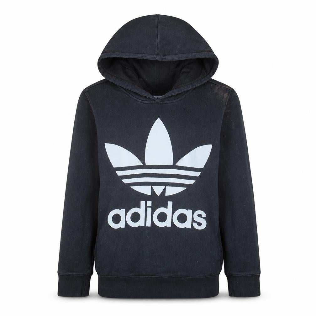 Adidas Womens Black Trefoil Logo Pullover Hoodie Size 10