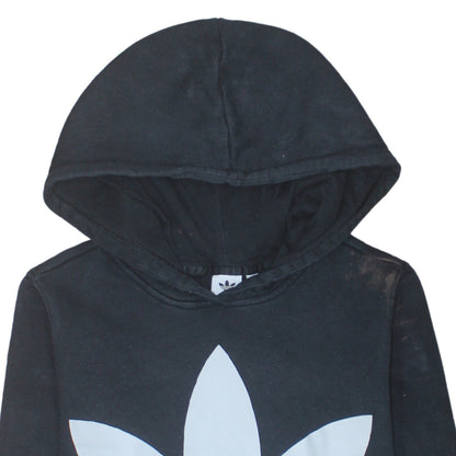 Adidas Womens Black Trefoil Logo Pullover Hoodie Size 10