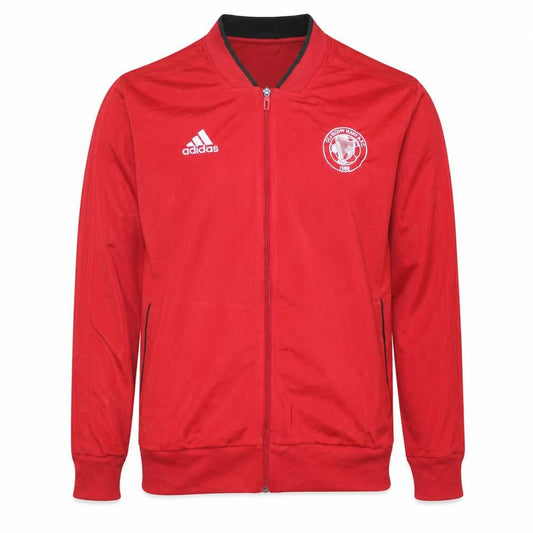 Front view of Adidas Men's Red Track Jacket L Glasgow Harp AFC Full Zip Polyester