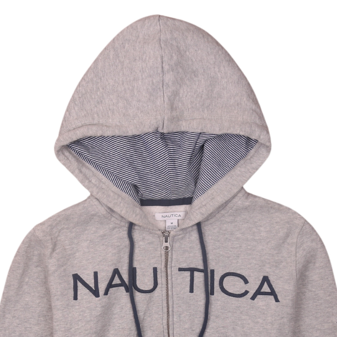 Nautica Womens Grey Full Zip Hoodie Medium Cotton Blend Casual