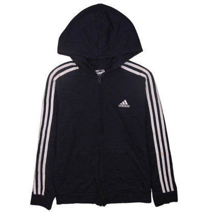 Adidas Boys Black Full Zip Hoodie Size S 8-10 with Logo Detail