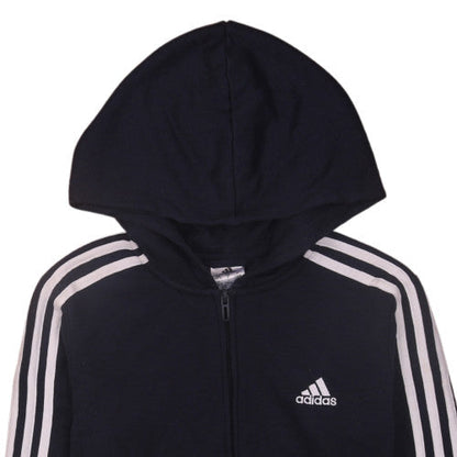 Adidas Boys Black Full Zip Hoodie Size S 8-10 with Logo Detail