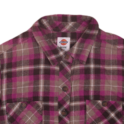 Dickies Women Multicoloured Plaid Flannel Long Sleeve Button-Up Shirt M