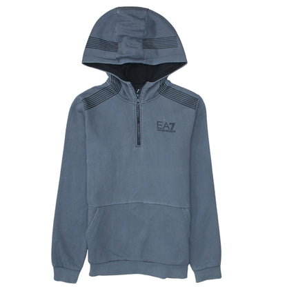 Emporio Armani EA7 Boys Grey Hoodie 14 Years 1/4 Zip Fleece Pullover