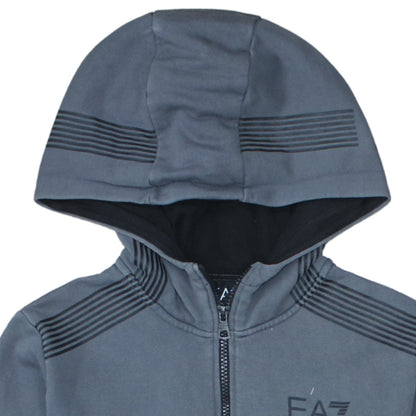 Emporio Armani EA7 Boys Grey Hoodie 14 Years 1/4 Zip Fleece Pullover