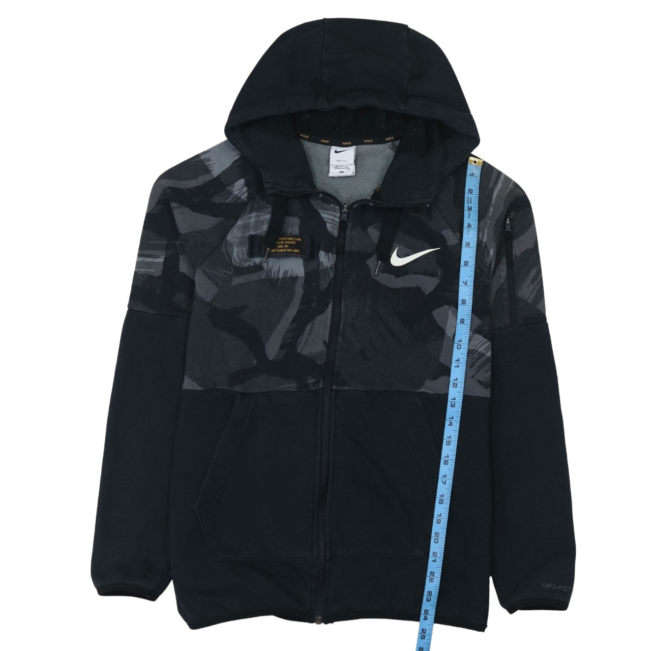 Nike Men's Black Camouflage Full Zip Dri-FIT Hoodie Size S