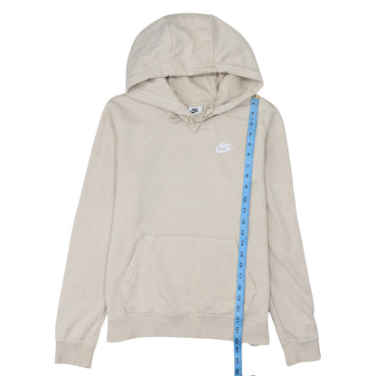 Nike Women Beige Pullover Hoodie Small Logo Hooded Sweatshirt