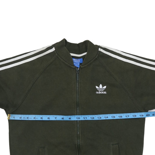 Adidas Men's Green Small Track Jacket Full Zip 3-Stripes Classic