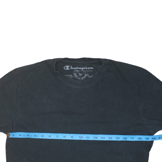 Champion Men's Black Cotton Crew Neck Short Sleeve T-Shirt M