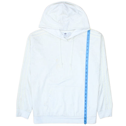 Adidas Women White Hooded Pullover Hoodie Size 12 Cotton Blend