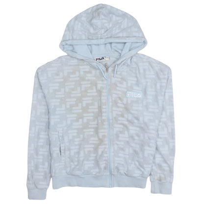Fila Womens Blue Full Zip Velour Hoodie Size 12 Regular Fit