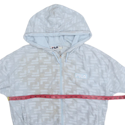 Fila Womens Blue Full Zip Velour Hoodie Size 12 Regular Fit