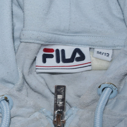 Fila Womens Blue Full Zip Velour Hoodie Size 12 Regular Fit