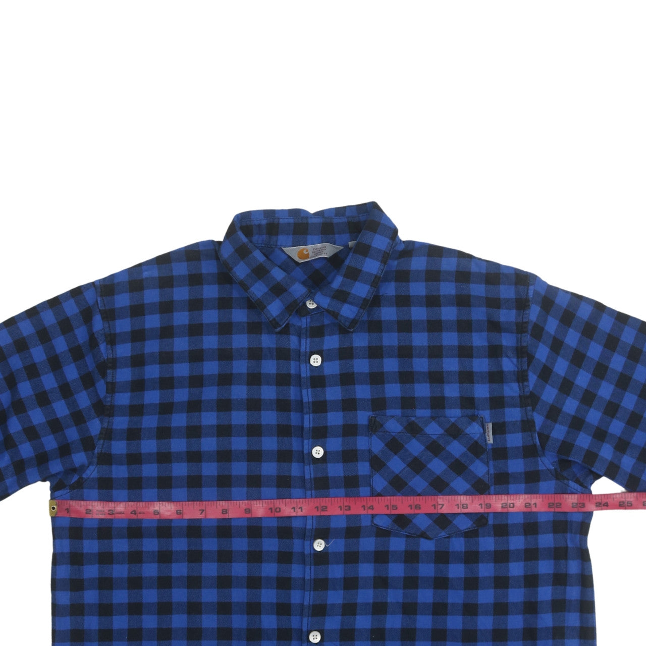 Carhartt Men's Blue Check Flannel Button-Up Shirt Size M