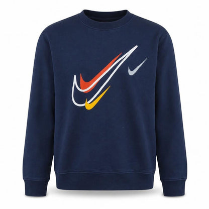 Nike Men's Blue Graphic Logo Crew Neck Pullover Sweatshirt M