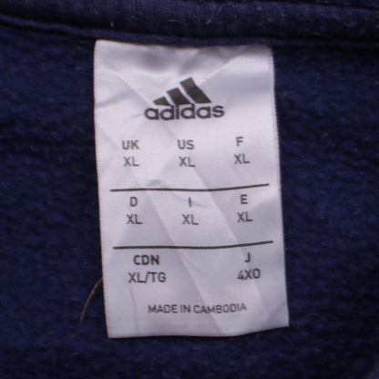 Adidas Men's Blue XL Pullover Hoodie with Logo and Pockets