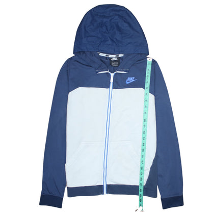 Nike Boys Blue Full Zip Hoodie XL 158-170cm Colourblock Fleece Sweatshirt
