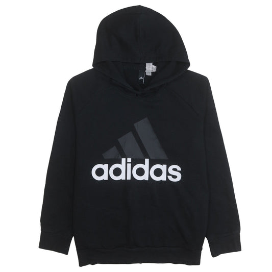 Adidas Women Black XL Pullover Hoodie Sweatshirt Logo Print Cotton Blend