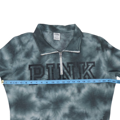Victoria’s Secret PINK Girls Grey Tie-Dye 1/2 Zip Fleece Sweatshirt Size L