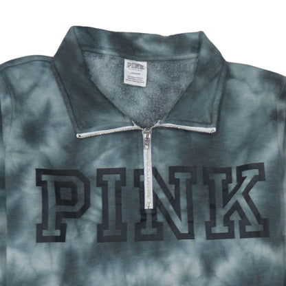 Victoria’s Secret PINK Girls Grey Tie-Dye 1/2 Zip Fleece Sweatshirt Size L