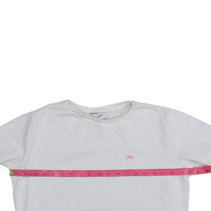 Lee Womens White Crew Neck Cotton Sweatshirt Size S Regular Fit