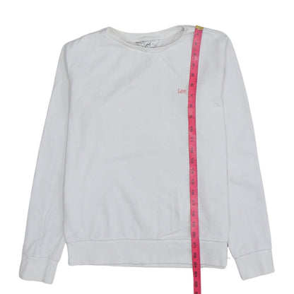 Lee Womens White Crew Neck Cotton Sweatshirt Size S Regular Fit
