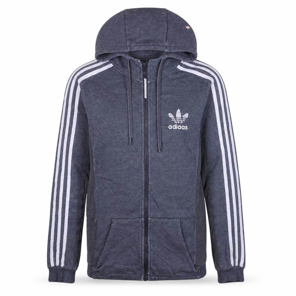 Front view of Adiaas men’s grey full zip hoodie xs hooded sports jacket
