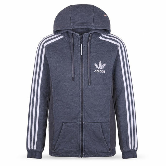 Front view of Adiaas men’s grey full zip hoodie xs hooded sports jacket