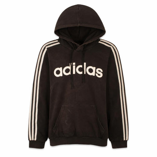 Front view of Adidas Men's Black Pullover Hoodie Small Logo Fleece Sportswear