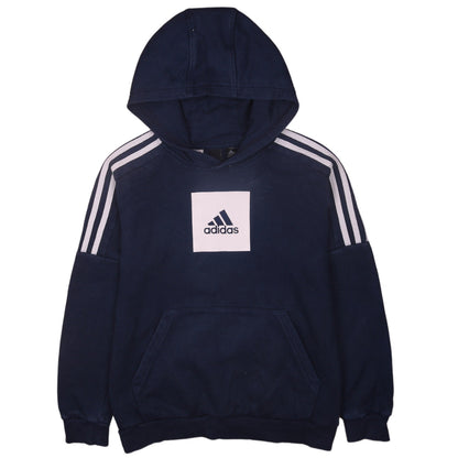 Adidas Boys Blue Pullover Hoodie 13-14 Years Hooded Fleece Sweatshirt