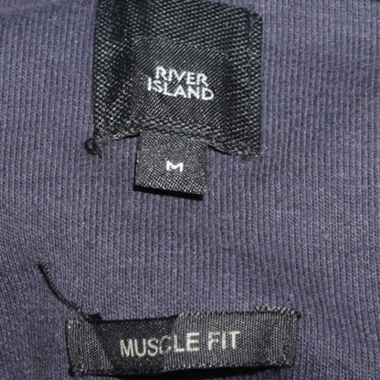River Island Men's Blue Muscle Fit Pullover Hoodie Size M