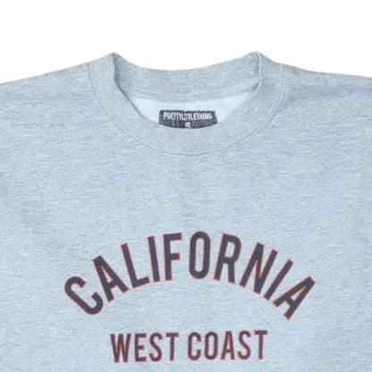 PrettyLittleThing Women's Grey California West Coast Pullover Sweatshirt Size S