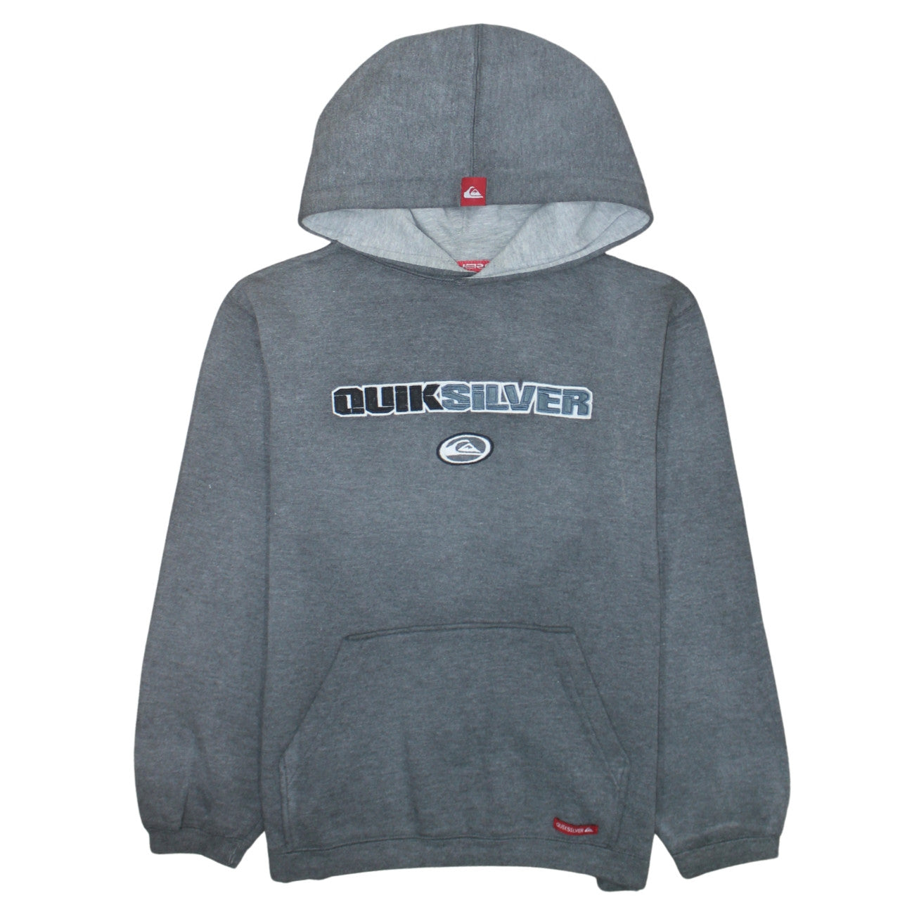Quiksilver Boys Grey Hoodie Large Fleece Pullover Sweatshirt