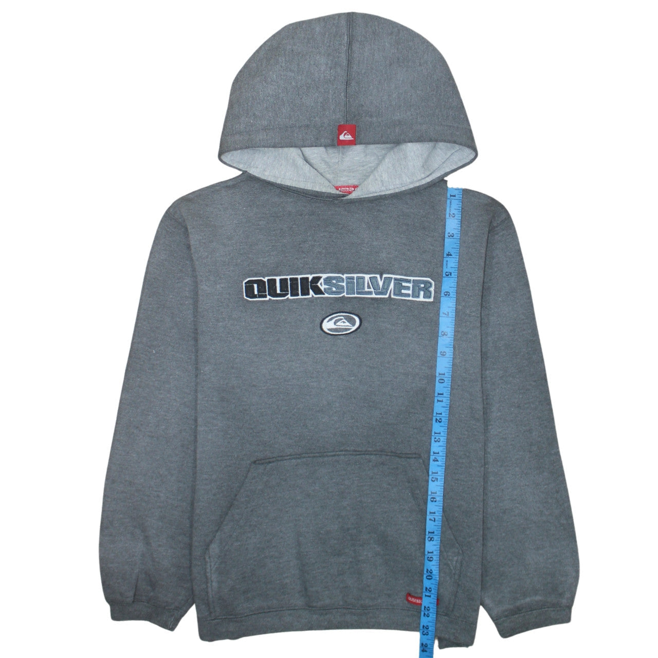 Quiksilver Boys Grey Hoodie Large Fleece Pullover Sweatshirt