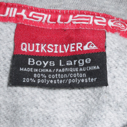 Quiksilver Boys Grey Hoodie Large Fleece Pullover Sweatshirt