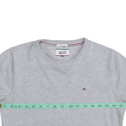 Tommy Hilfiger Men's Grey Cotton Crew Neck Pullover Jumper M