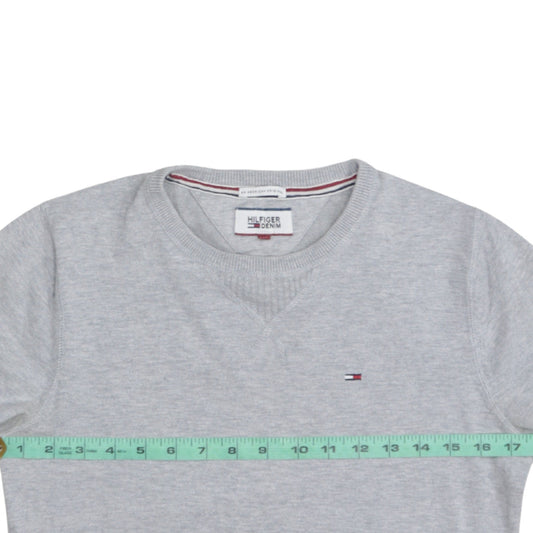 Tommy Hilfiger Men's Grey Cotton Crew Neck Pullover Jumper M
