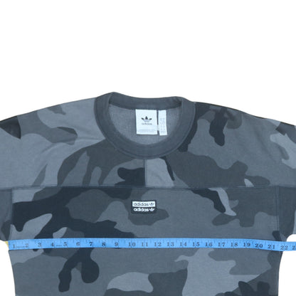 adidas Men's Grey Camouflage Crew Neck Pullover Sweatshirt XS
