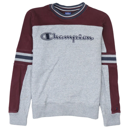 Champion Men's Grey & Maroon Logo Pullover Sweatshirt Size M
