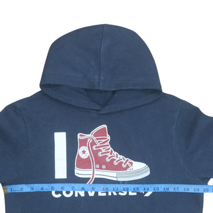 Converse Boys Blue XL Pullover Hoodie with Graphic Print and Hooded Pocket