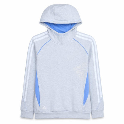 Front view of adidas boys’ grey pullover hoodie 13-14 years fleece hooded sweatshirt