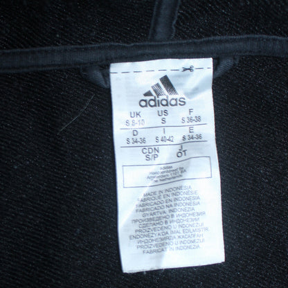 Adidas Women Black Full Zip Hoodie Small Logo Print Casual Sportswear