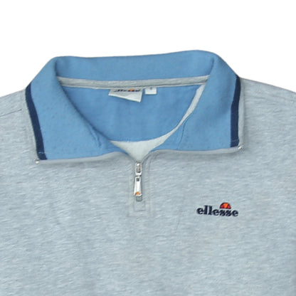 Ellesse Men's Grey 1/4 Zip Collared Sweatshirt Size S Retro Sports Style
