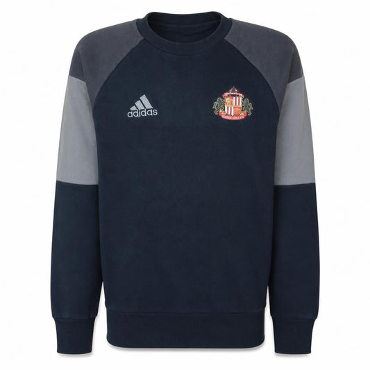 Front view of Adidas Men's Black Crew Neck Pullover Sweatshirt S Sunderland AFC