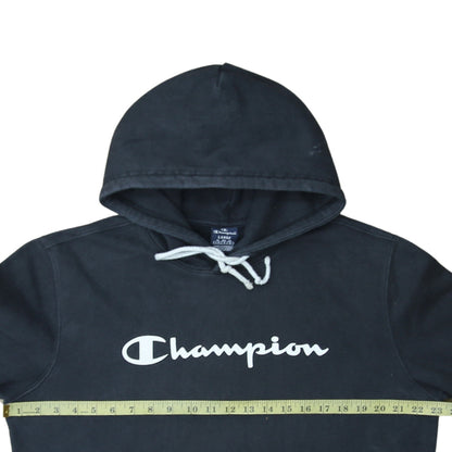 Champion Men’s Black Pullover Hoodie Large Fleece Logo Sweatshirt