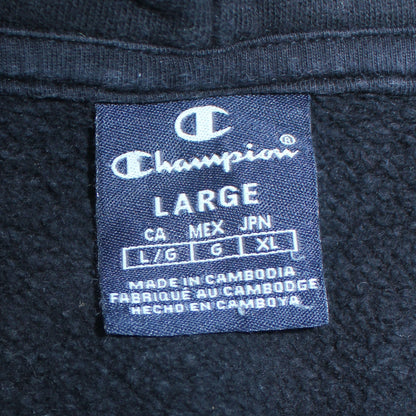 Champion Men’s Black Pullover Hoodie Large Fleece Logo Sweatshirt