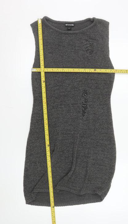 PrettyLittleThing Women Grey Sleeveless Knit Bodycon Dress L
