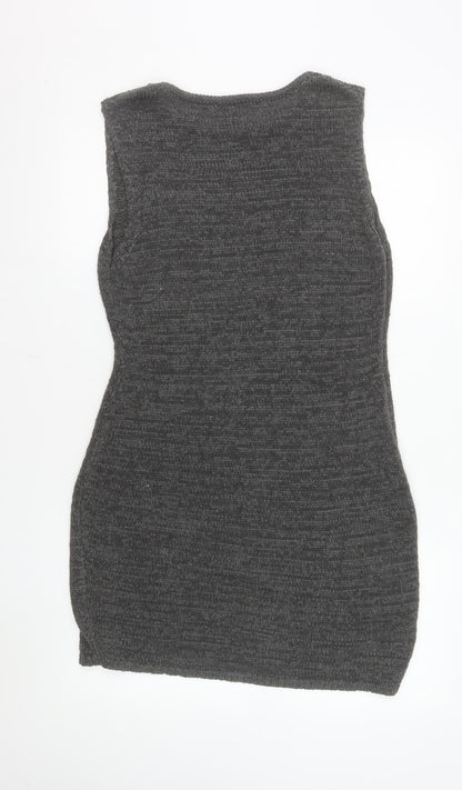 PrettyLittleThing Women Grey Sleeveless Knit Bodycon Dress L